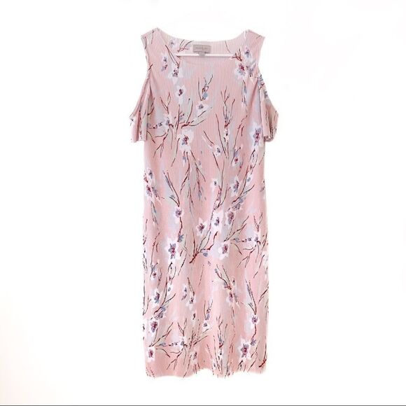 Belle Sky Cold Shoulder Micropleat Floral Dress Pink Multi Size Small - Picture 1 of 5